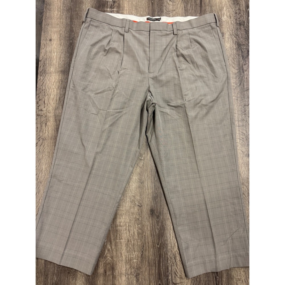 Dockers D4 Relaxed Fit Pleated Dress Pants Grey Glen Plaid Mens 42x32 Cotton